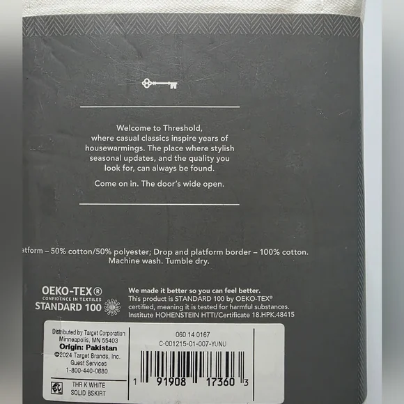 Threshold Pleated Sateen Gray Wrinkle Resistant Cotton Bed Skirt - King